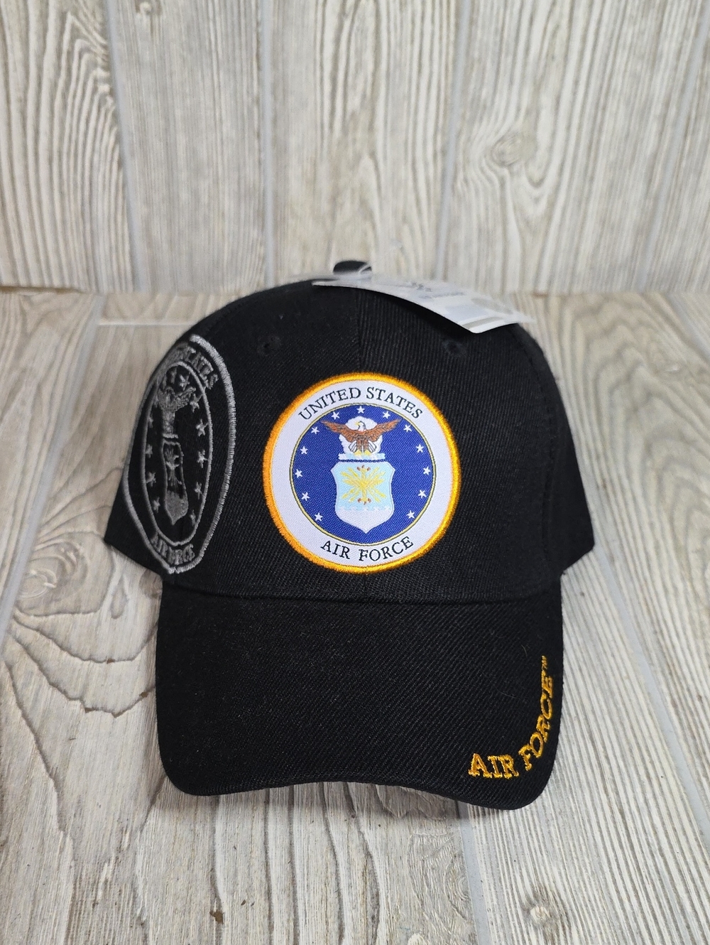U.S. Air Force Black Big Logo Cap Embroidered Adjustable Hat NWT